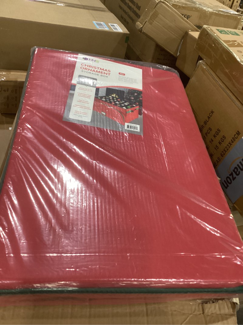 Condition photo showing New/Like New for HOLDN’ STORAGE Premium Christmas Ornament Storage Container - Holds Up to 72-4” Ornaments Durable 600D Fabric - Adjustable Dividers - 3 Individual Trays - Metal Frame - Red 4" Ornaments Red