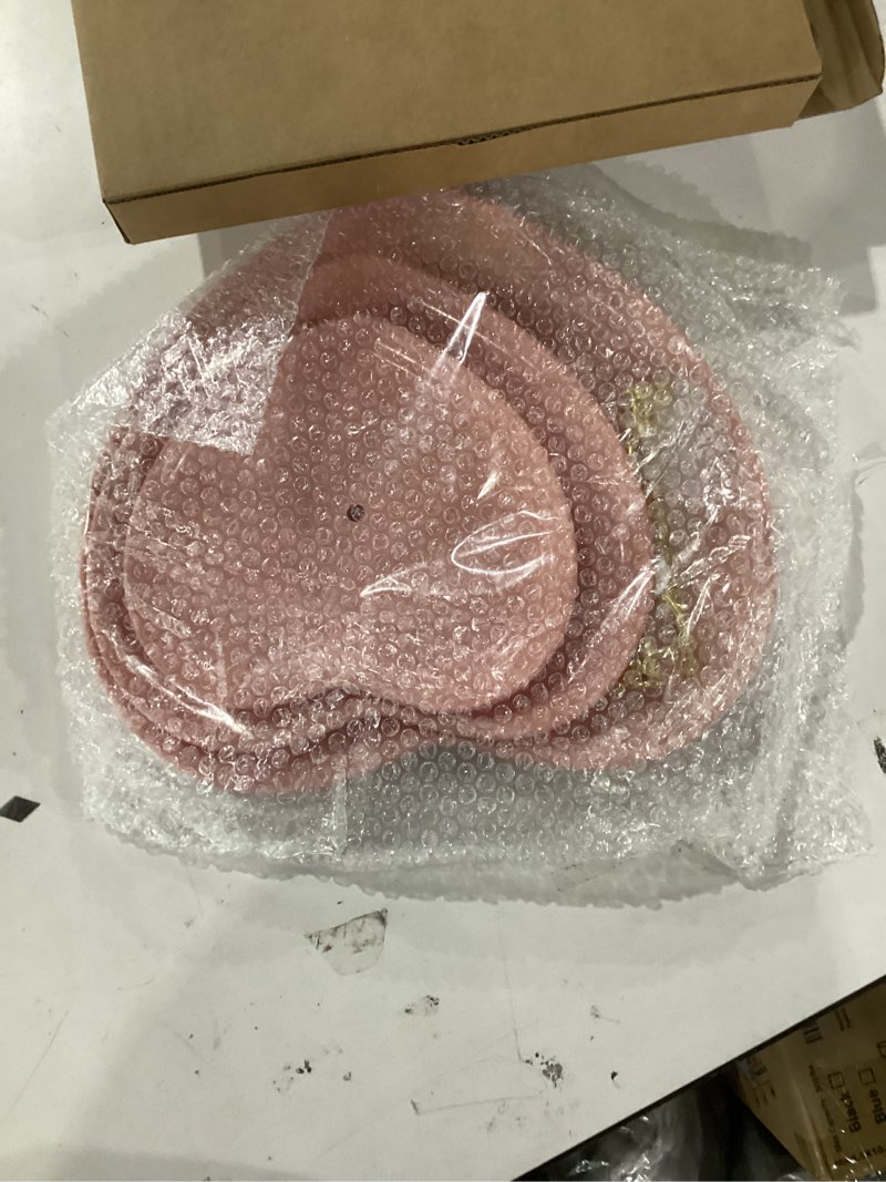 Condition photo showing New/Like New for Layhit 1 Pack Valentine's Day 3 Tier Cupcake Stand Heart Shaped 3 Tiered Serving Trays for Party Plastic Tray Dessert Cupcake Stand for Tea Party Baby Shower Wedding (Pink) Pink 1