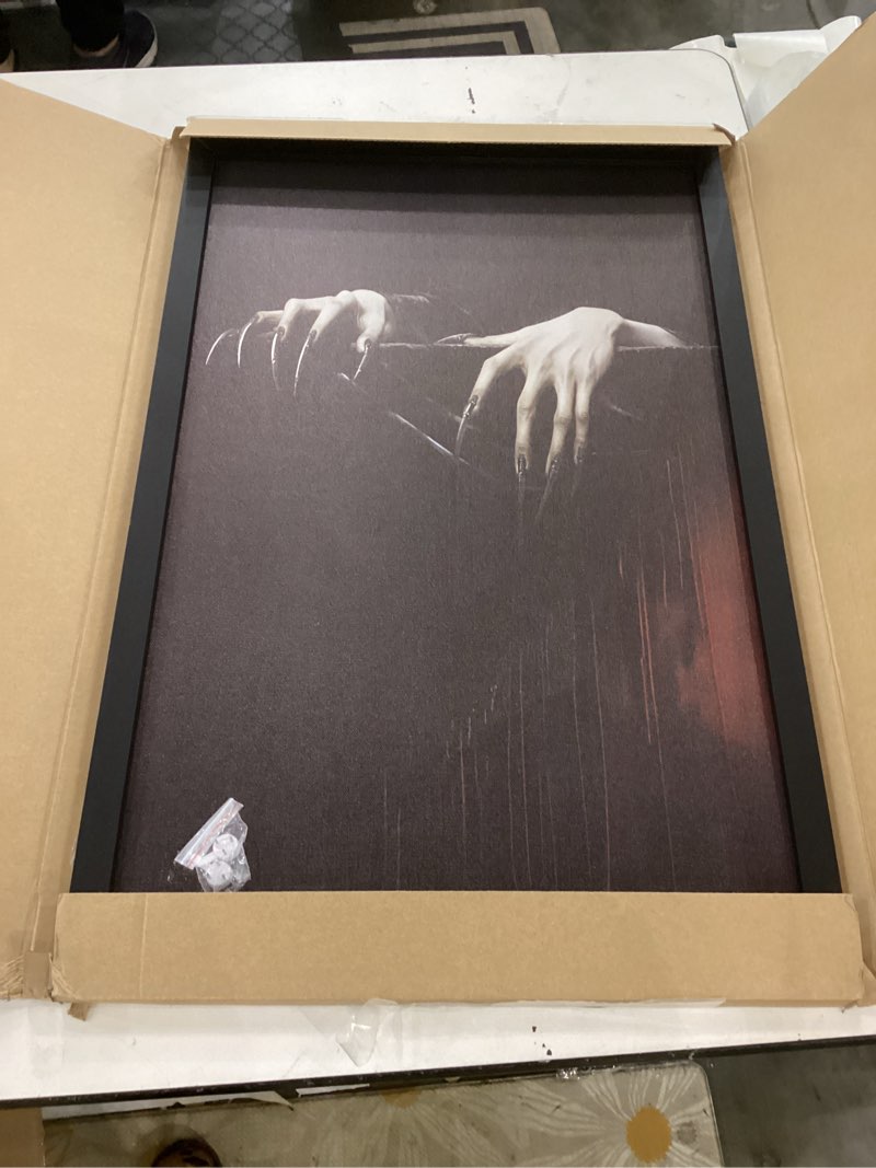 Framed Gothic Clawed Hands Dracula Vampire Canvas Wall Art for Home Decor - Halloween Dark Academia 