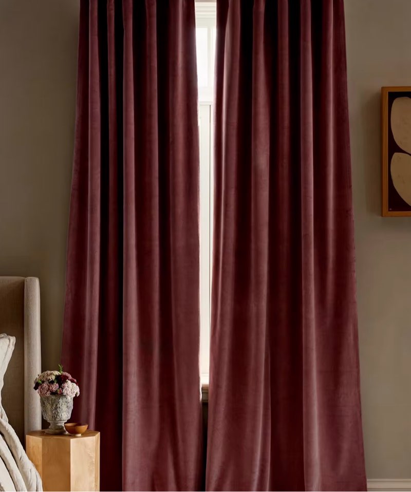 quince cotton velvet room darkening curtain 48 in x 98 in (color may vary)