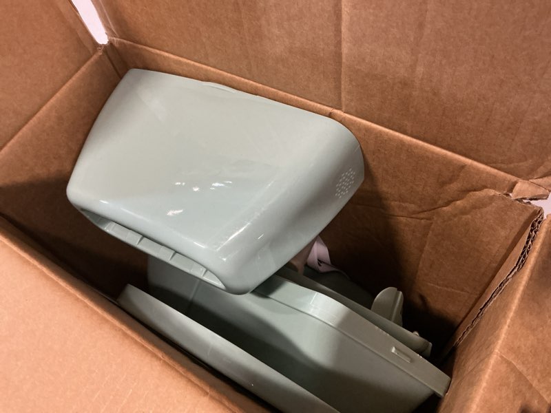 Condition photo showing As Is for ingenuity my size potty pro in green, infant potty training toilet, lifelike flushing sound, for ages 18 months, up to 50 pounds
