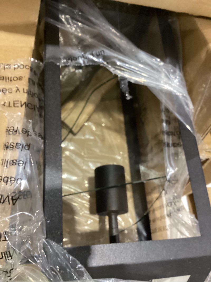 Condition photo showing As Is for allen + roth cogburn 1-light 20.5-in h black led outdoor wall light