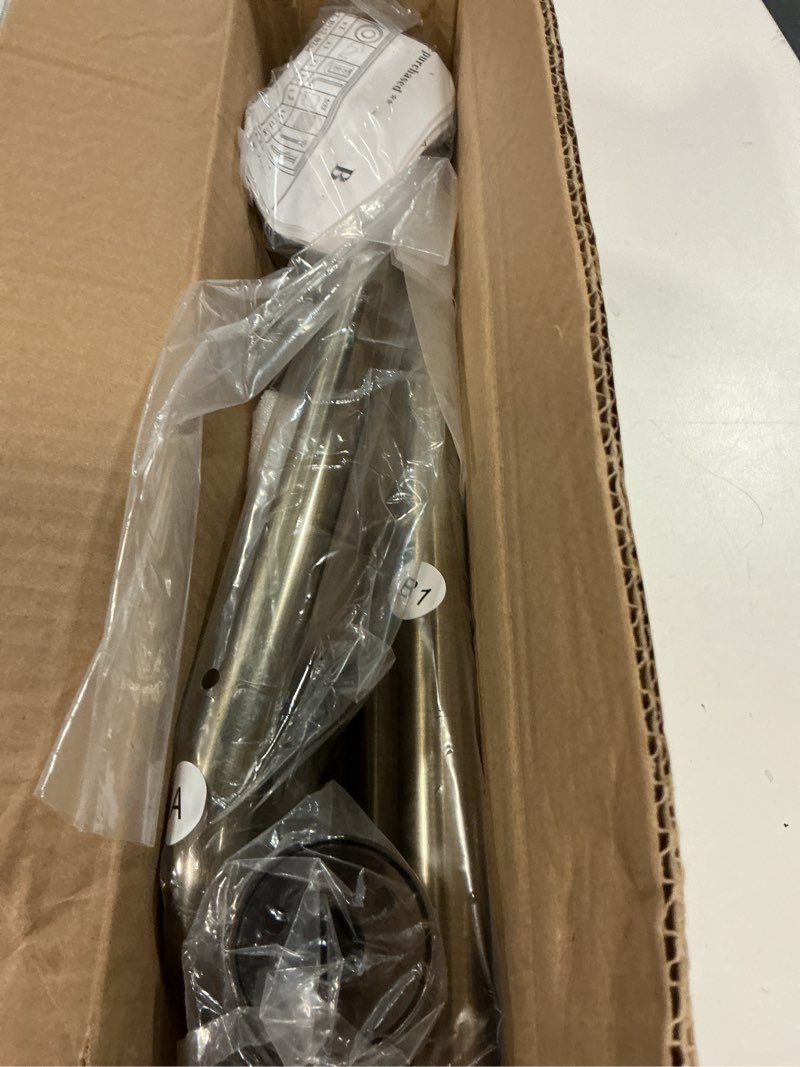 Condition photo showing Good Condition for antique bronze wrap around curtain rod, 1 inch diameter, 28 to 86 inch, adjustable blackout curtain rod with zinc alloy double-deck finials and aluminum center brackets 28-86" antique bronze