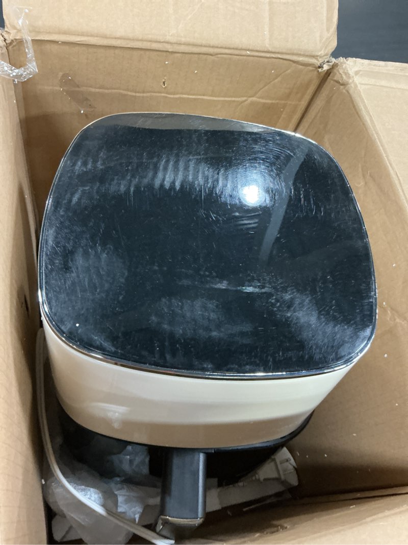 Condition photo showing Good Condition for OLIXIS Air Fryer 6 Quart with Window Square Air Fryer 12-in-1 Air Fry, Roast, Reheat, Dehydrate, Bake, Steam, Fries, Custard, Chicken, Wings, Sea Food, Vegetabels,400F, White Beige 6QT