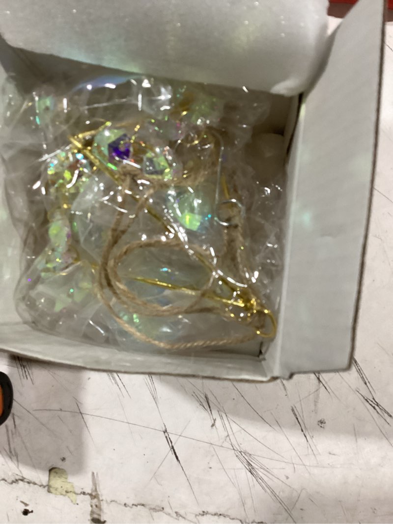 Condition photo showing As Is for hdcrystalgifts crystal suncatchers for window hanging wind chime style garden sun catchers with crystals rainbow maker indoor outdoor decor handmade gold plated