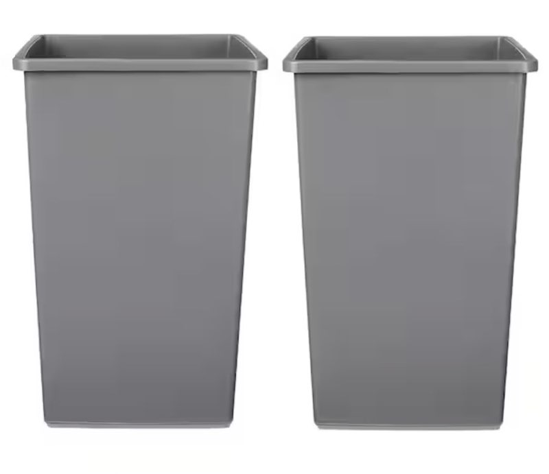 (2pack)25 gal. gray plastic trash can