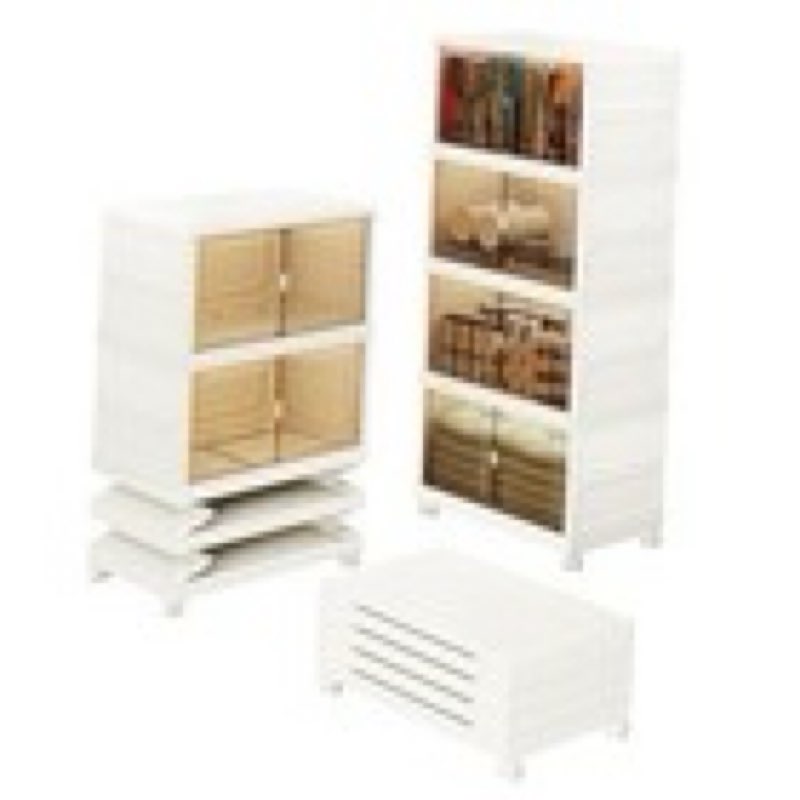 (Similar)220 QT Collapsible Plastic Storage Bins, 4 Tier Stackable Storage