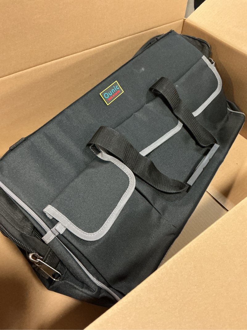 Condition photo showing Good Condition for Tool Bag, Ounic 22 Inch Large Heavy Duty With Wide Mouth and Waterproof Strong Molded Base tool Organizer with Adjustable Shoulder Strap Specially Designed for Various Tools?Black) 22Inch Black
