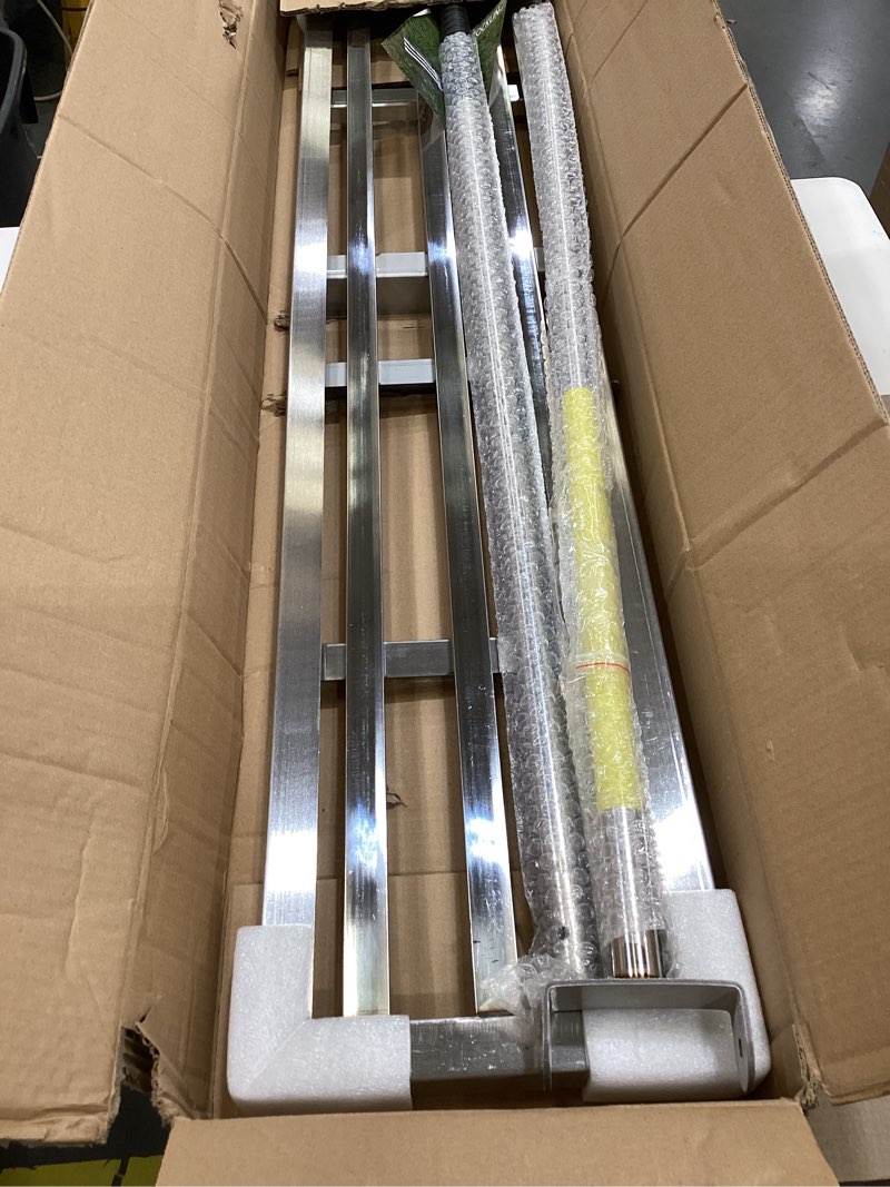 Condition photo showing As Is for rocklin™ lawn leveling rake | levelawn tool | level soil or dirt ground surfaces easily | 48” x 10” ground plate | 78” extra long handle | stainless steel