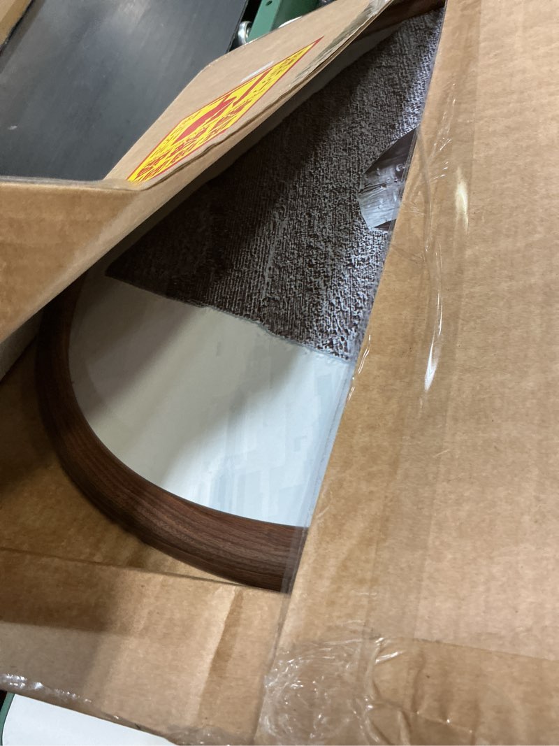 Condition photo showing Good Condition for lvmu round poster frame 20 inch wood grain photo frame without mat waterproof wall hanging picture frames for home office wall decor (1, oak, 20x20) oak 20x20 1