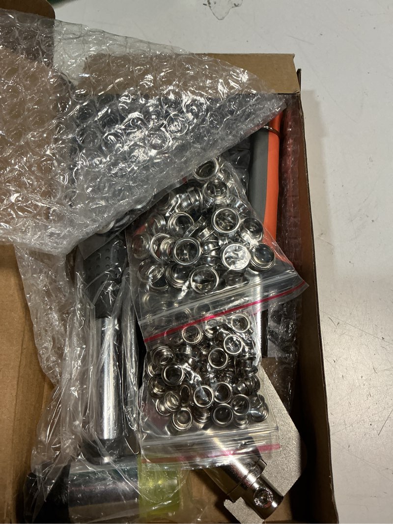 Condition photo showing Good Condition for heavy duty grommet tool kit, 1/4 and 3/8 inch handheld hole punch pliers with 200 eyelets and grommets for tarps canvas banner leather fabric (10mm/6mm)