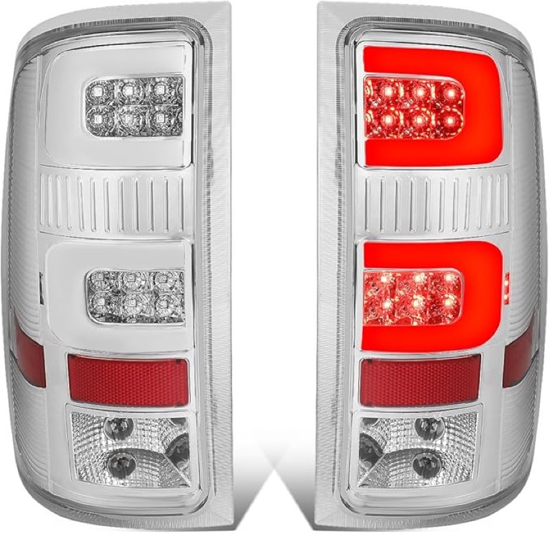 DNA Motoring TL-GMCSIE07-LED-3D-CH-CL 3D LED Bar Tail Light Chrome/Clear [For 07-14 GMC Sierra]