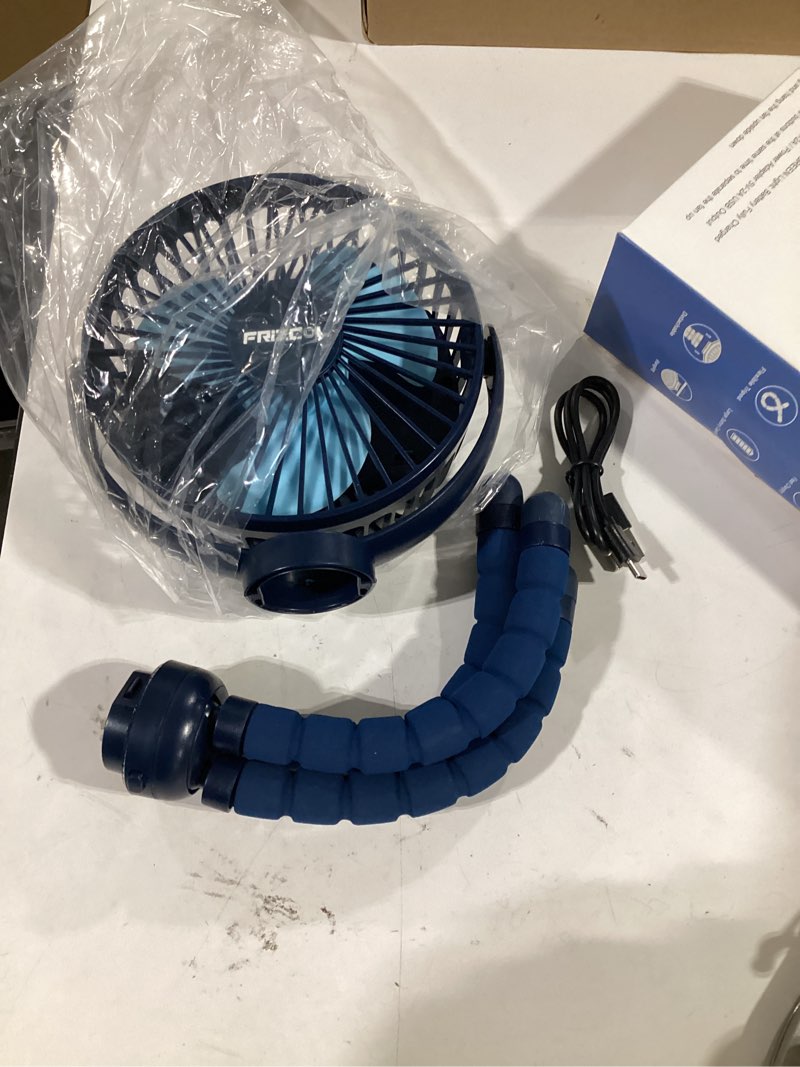 Condition photo showing Good Condition for frizcol 12000mah portable stroller fan, use as power bank, 65h battery operated fan flexible tripod clip on fans, detachable personal handheld baby fans for stroller, car seat, desk, treadmill (blue)