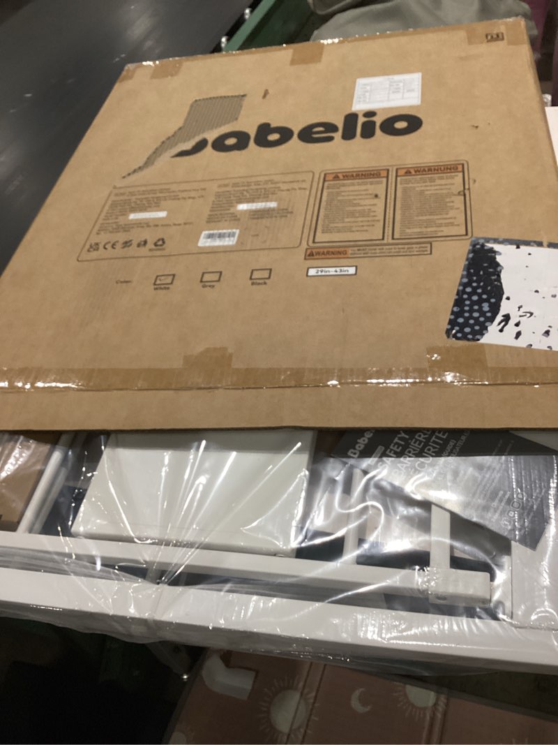 Condition photo showing New/Like New for babelio auto close baby gate with cat door,29-43" metal gate for doorway,stairs, house,easy walk thru with pet door,includes 4 wall cups and 3 extension pieces,white white 29-43" wide, 30" tall