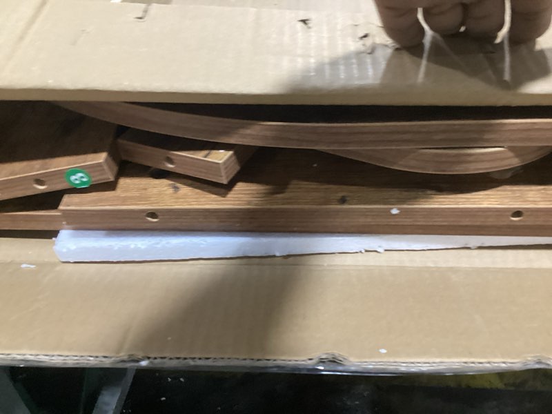 Condition photo showing As Is for Wall Mounted Drop-Leaf Table, Floating Laptop Desk, Folding Table with Shelves, Multifunctional Computer Workstation Storage Compartments in Home Office for Space Saving (Rustic Brown)