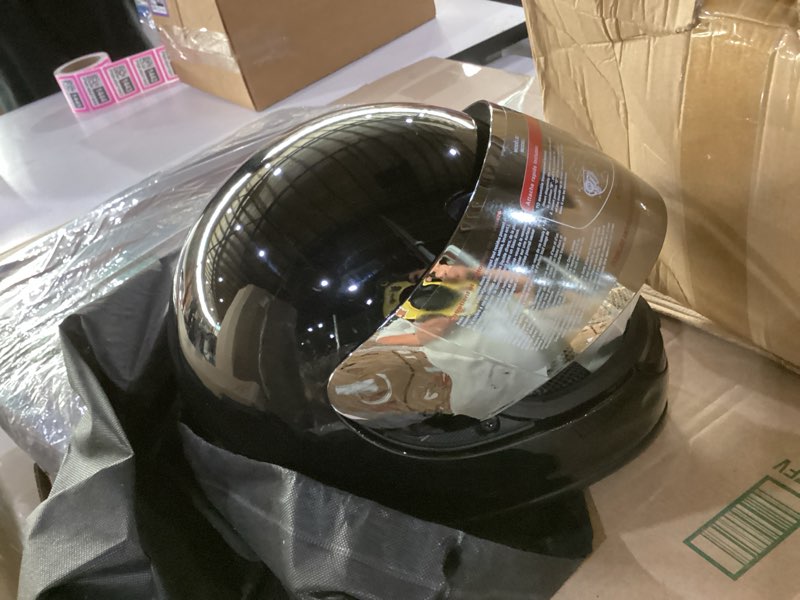 Condition photo showing Good Condition for tcmt full face motorcycle helmet for adults men women, lightweight polycarbonate street bike dirt bike helmet with anti-scratch mirror shield and removable liner, dot approved gloss black large