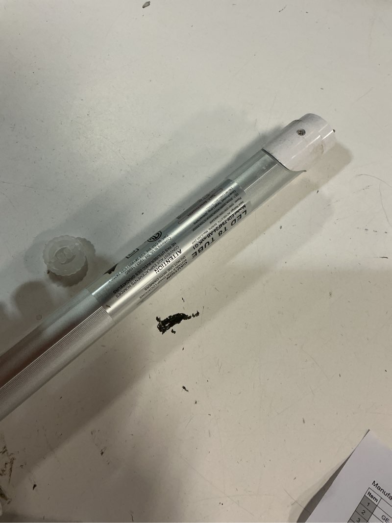 Condition photo showing As Is for (incomplete ) t8 v shaped 8ft led tube light ,need bypass ballast,90w single pin fa8 base 6000k cold white, 8 foot (replace 180w lamp)dual-ended power ac 90-277v 10 pack