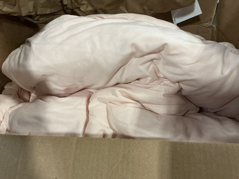 Condition photo showing As Is for weigelia pink comforter sets king size comforter set 3 piece soft microfiber comforters set for women and girls blush lightweight alternative comforter for all season (1 comforter, 2 pillowcases) blush king