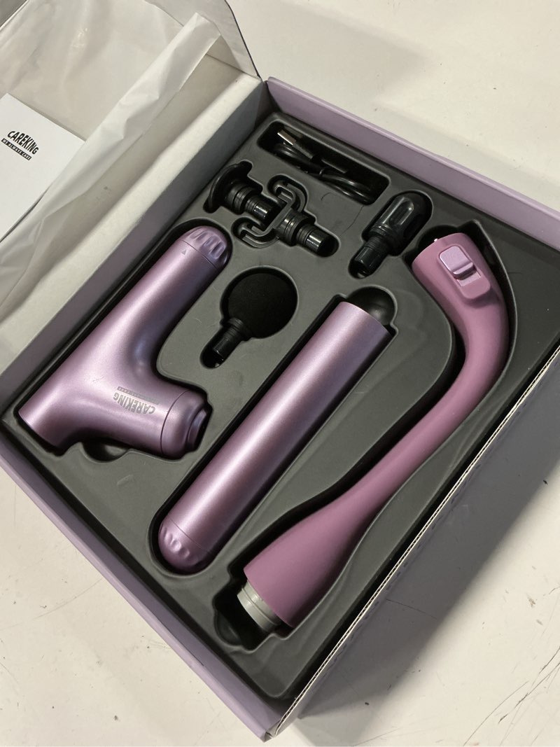 Condition photo showing Good Condition for 3-in-1 detachable massage gun deep tissue, ergonomic extension handle back massager for pain relief, portable percussion muscle massager for shoulder, thigh, waist & neck purple