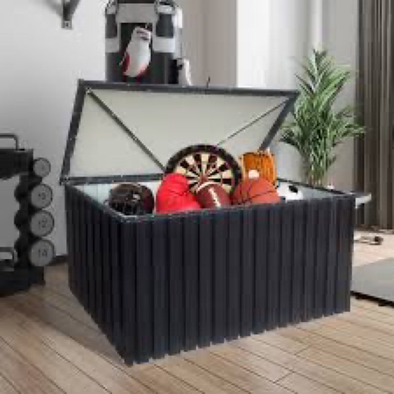 Primestok Water Resistant Metal Lockable Deck Box in Black