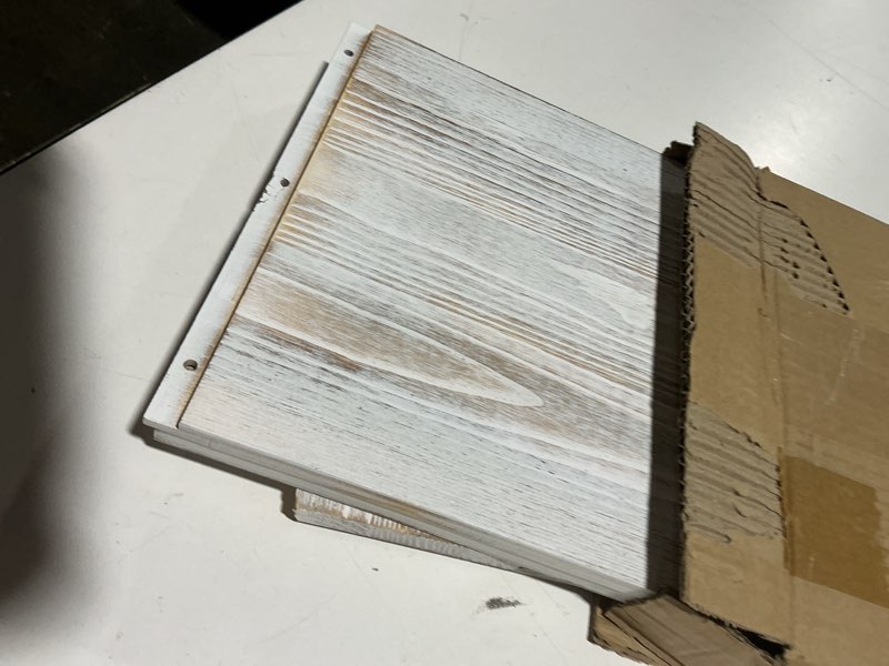 Condition photo showing As Is for MyGift Shabby Whitewashed Wood Computer Monitor and Laptop Riser Stand for Desk, 2 Tier Office Desktop Storage Shelf