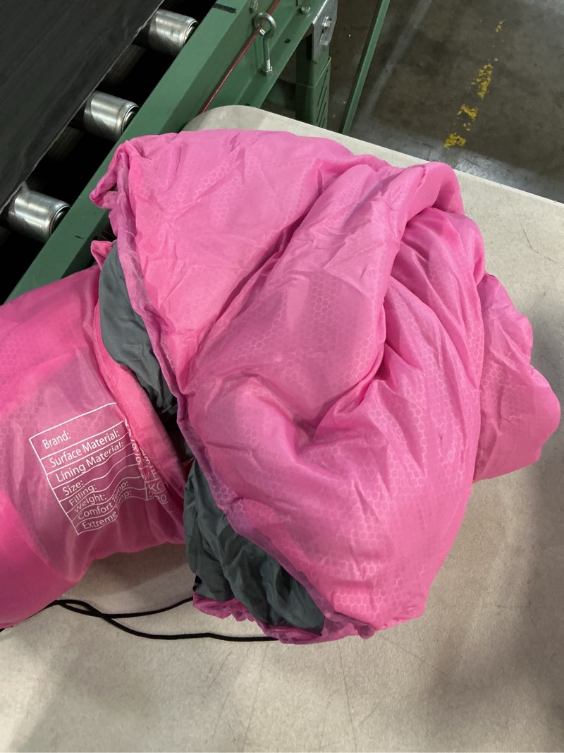 Condition photo showing Good Condition for sleeping bag - 3 seasons for adults boys girls camping hiking - warm cold weather lightweight portable with compression bag for backpacking in spring, summer, fall and winter 3 lbs-pink single