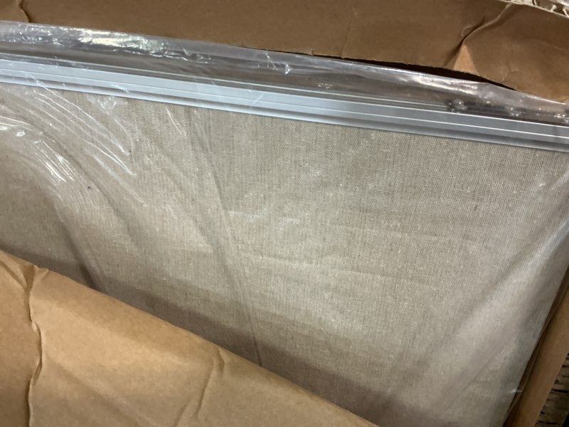 Condition photo showing Good Condition for double-sided large cork board with linen, 60" x 40" foldable hanging aluminum framed bulletin board, vision board pin board corkboards for walls, office, school decor, 20 pushpins beige 60" x 40"