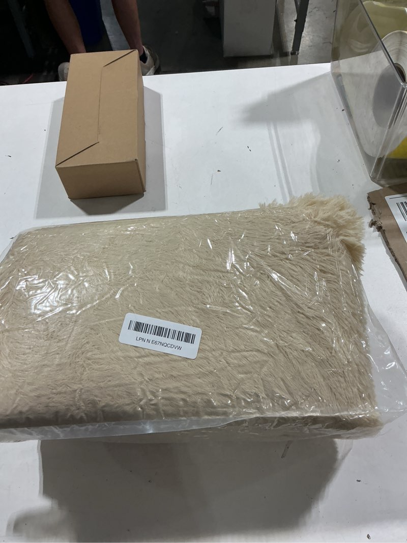 Condition photo showing Good Condition for ophanie runner rug for hallway, 2x6 upgrade non-slip fluffy soft bedside rugs, bedroom living room beige shaggy carpet for kids girls boys dorm nursery home decor aesthetic beige rectangular 2' x 6' (rectangular)