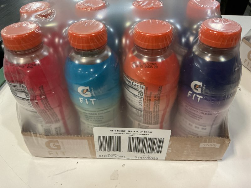 Condition photo showing New/Like New for (BB 01/07/2026) Gatorade Fit Electrolyte Beverage  Healthy Real Hydration  New 2.0 4 Flavor Variety Pack  16.9.oz Bottles (12 Pack)