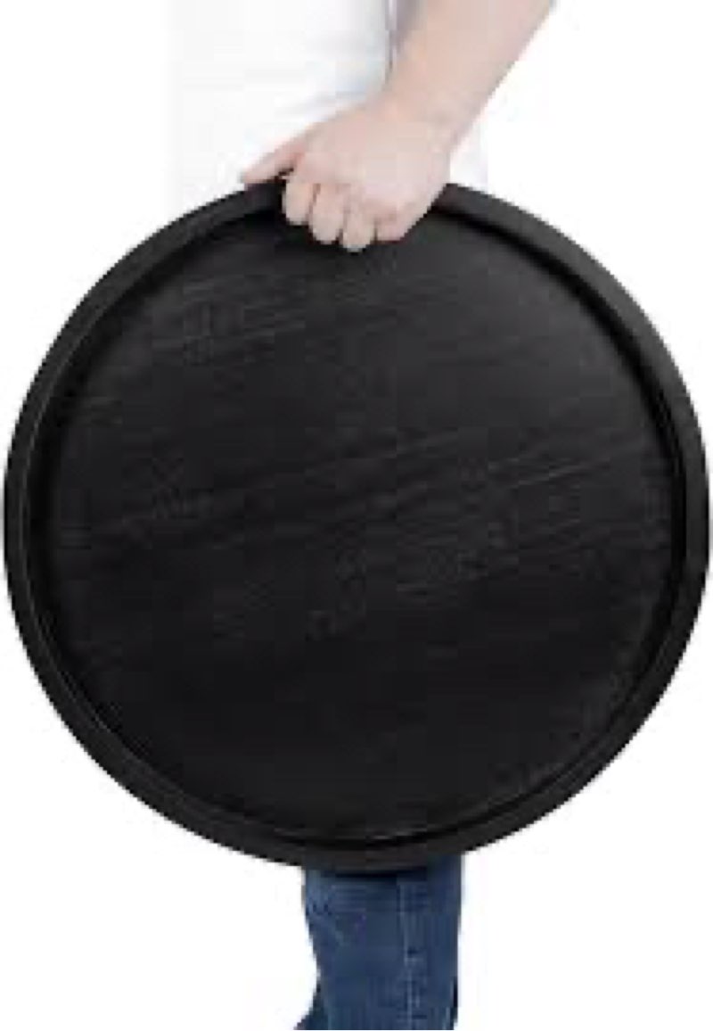 Round Ottoman Coffee Table Tray for Living Room Wood Serving Tray Large 20 x 20 Inches Black