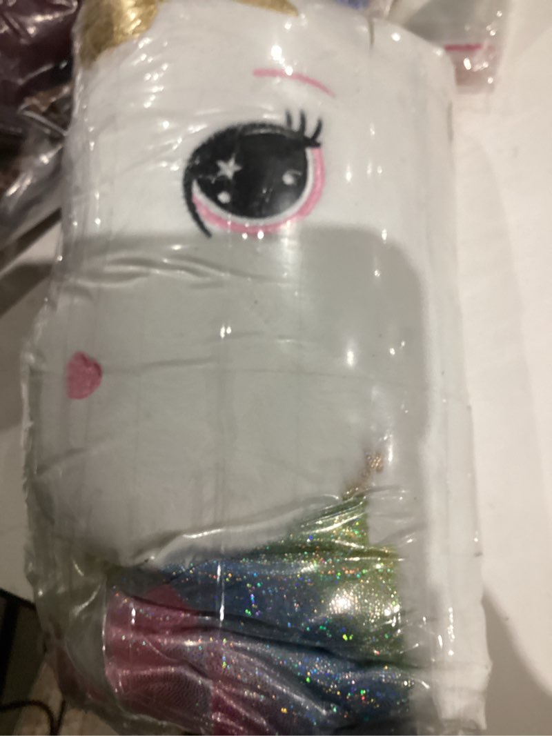 Condition photo showing Good Condition for 24 inch big unicorn stuffed animal plush toy pillow, cute soft giant unicorn with rainbow wings large doll, gift for children girls boys kids valentine birthday christmas white 24inch