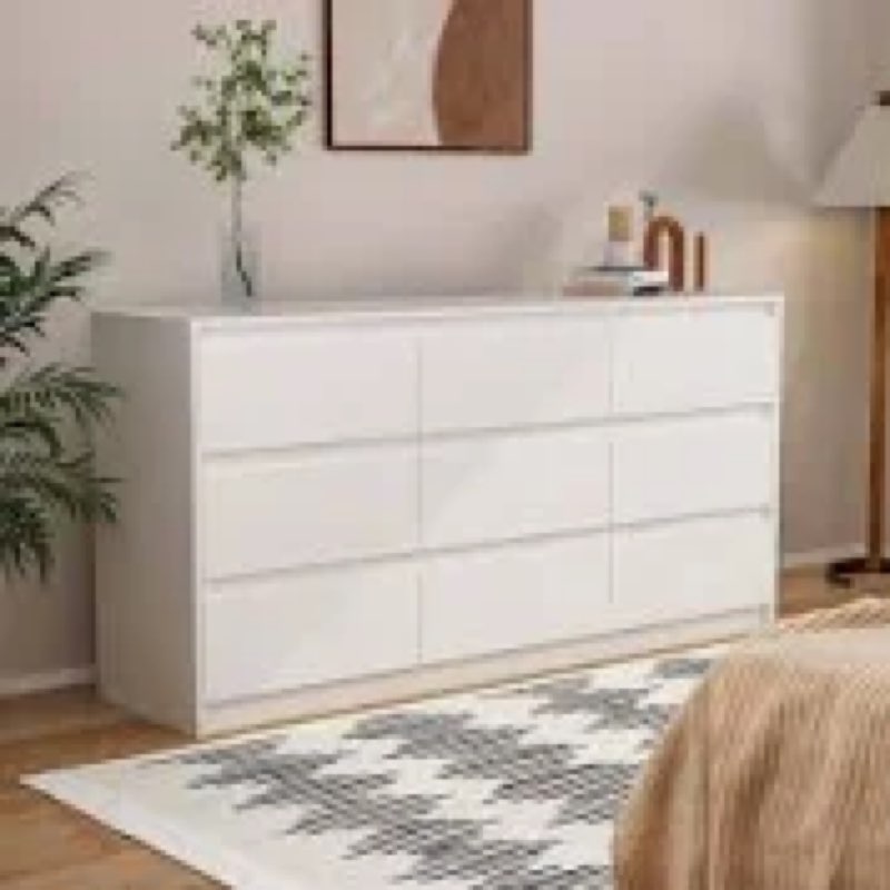 9 - Drawer Dresser, 63" W Color: White