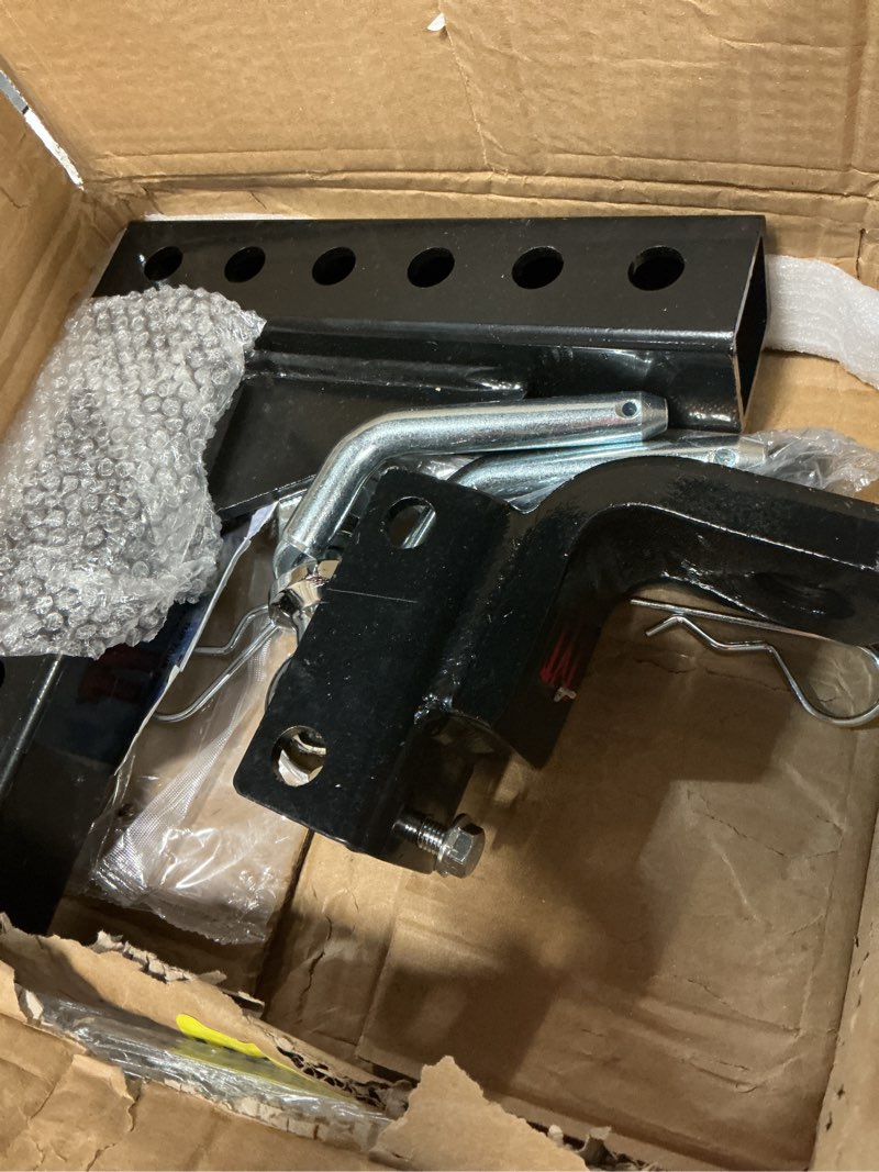Condition photo showing Good Condition for tyt adjustable trailer hitch ball mount, 2" towing ball 7500 lbs, 9-1/2" drop and 8-1/4" rise, fits 2-in receiver with 2 pin&clips and 5/8" premium pin lock for heavy duty truck drop hitch with 2" ball, 9-1/2" drop & 8-1/4" rise