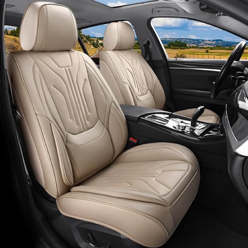 domal front car seat covers, universal fit faux leather cushion protector, waterproof non-slip autom