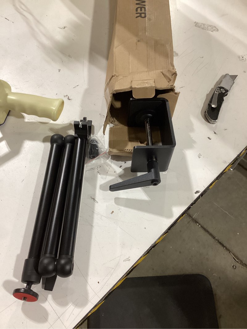 Condition photo showing As Is for NEEWER Upgraded Overhead Camera Rig with Trifold Camera Boom Arm (Max Load 2lb), 47"/1.2m Telescopic Desk Mount Stand (Max Load 8.8lb) with Phone Clamp Ball Head for LED Light Webcam Mic, TL253A+MH022