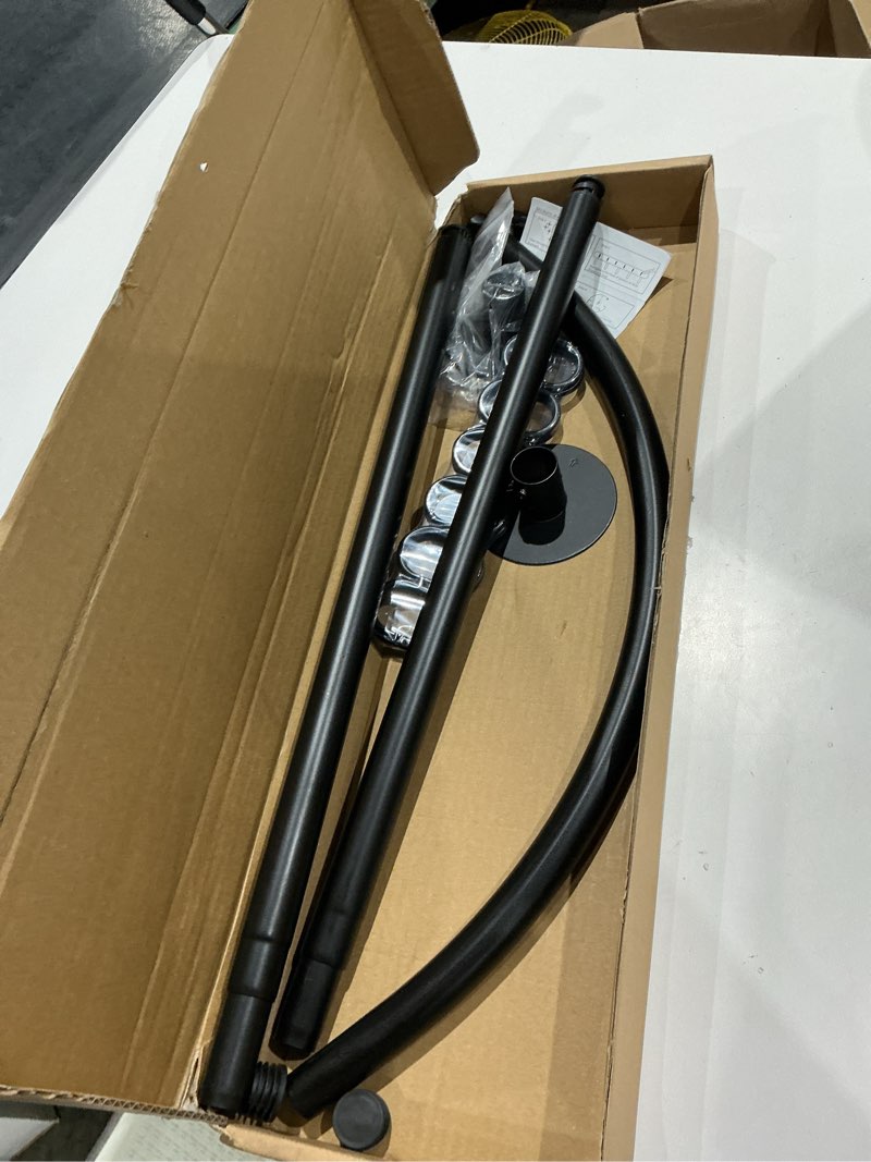 Condition photo showing Good Condition for adjustable corner shower curtain rod, stretchable stainless steel l shaped shower curtain rail, curved bowed shower curtain pole, drill or no drill, for bathroo(size:c 90-130cm x 90-130cm,color:black) c 90-130cm x 90-130cm black