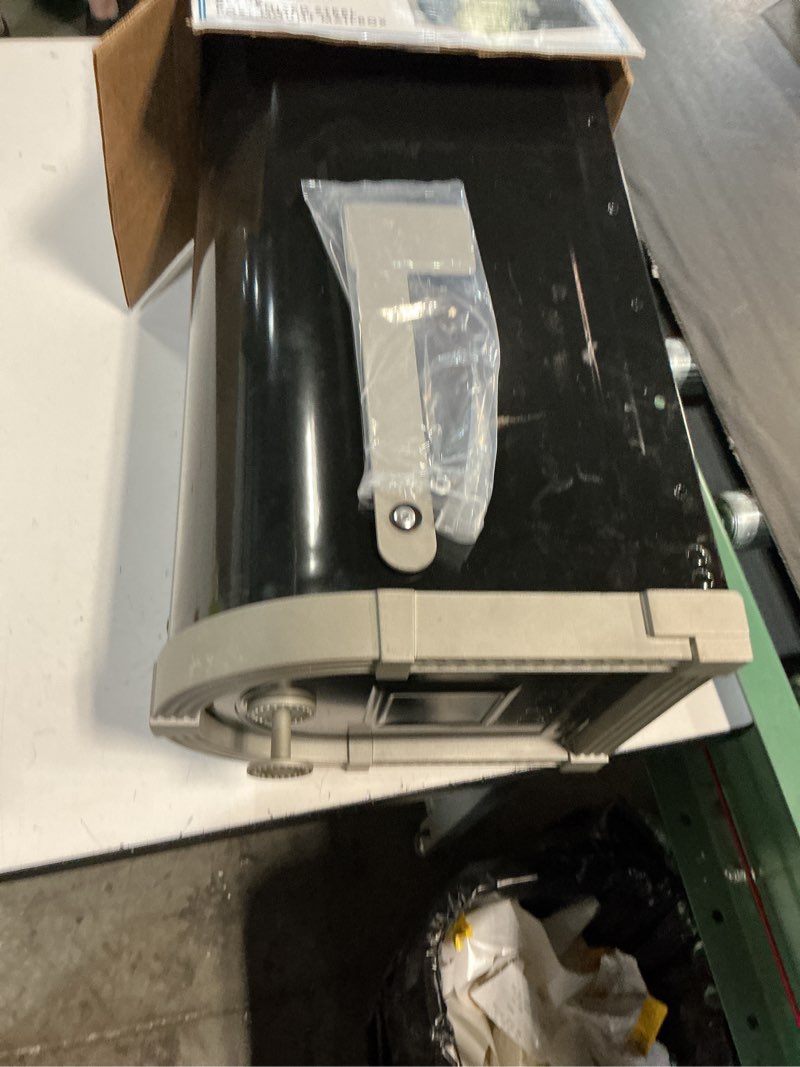 Condition photo showing As Is for architectural mailboxes brunswick large  steel  post-mount mailbox  black  bm16bsnam