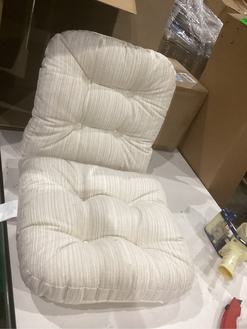Condition photo showing Good Condition for item similar))))))klear vu gripper overstuffed universal non-slip dining chair cushions for kitchen decor or office use, u-shaped skid-proof seat pad, 17x17 inches, 2 count (pack of 1), chenille cream chenille cream 2 count (pack of 1))