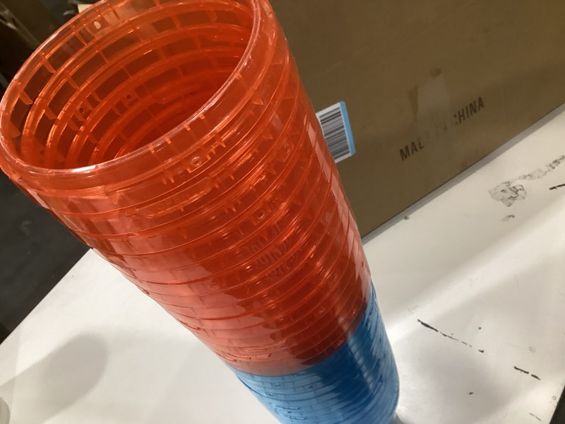 Condition photo showing As Is for 48 pack 25 oz plastic rum buckets for drinks with straws ice cream cocktail cups neon party bucket with lids and handles parties reusable food containers cup for summer beach bar beer
