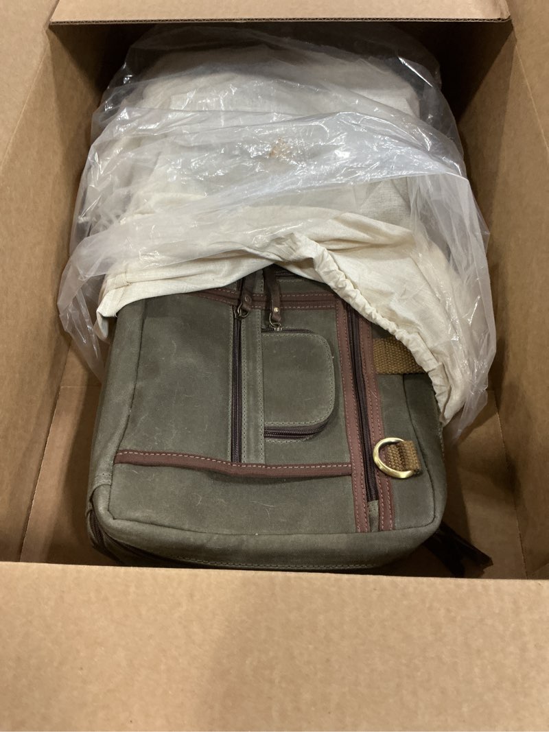 Condition photo showing Good Condition for tolredo waxed canvas chef knife bag holds 20 knives plus steel meat cleaver large storage compartment durable professional water resistant knife carrier (olive green)