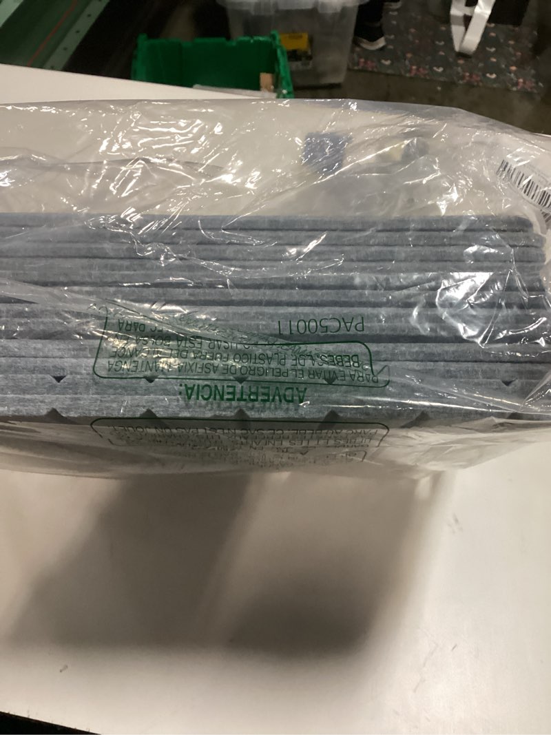 Condition photo showing Good Condition for Bumusty Large Cork Board Alternative-47 x35 Felt Bulletin Board Tiles, with 30 Pushpins, 70 Adhesive Tabs, 12-Pack Slat Wall Paneling, Cork Boards for Office Push Pin Board Felt Board-Silver Mink Silver Mink Fine-Stripe 12-Pack