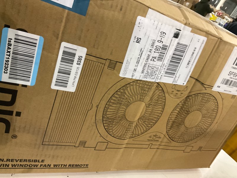 Condition photo showing New/Like New for shinic Window Fan with Reversible Airflow Quiet, Twin 9" Blades, Full Remote Control, 3 Functions-3 Speeds, Bathroom Kitchen Window Exhaust Fan, Width Adjustable (From 23.5" to 37") ETL Certified