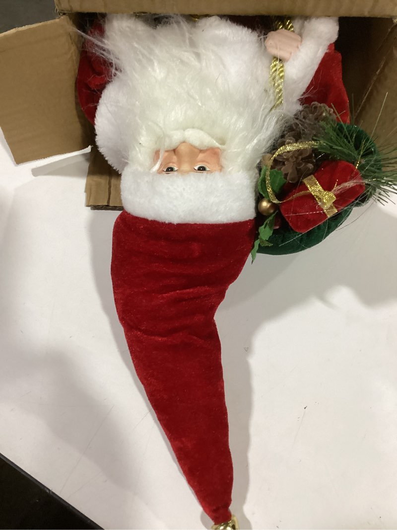 Condition photo showing Good Condition for MUMTOP 18" Santa Claus Decor, Standing Christmas Santa Claus Figurine Figure with Bells and Gift Bag for Holiday Party Home Decoration