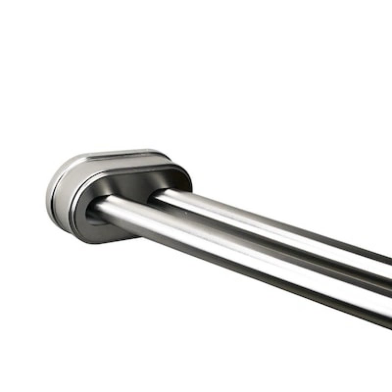 allen + roth 44-in to 72-in brushed nickel fixed or tension double curve adjustable shower curtain rod