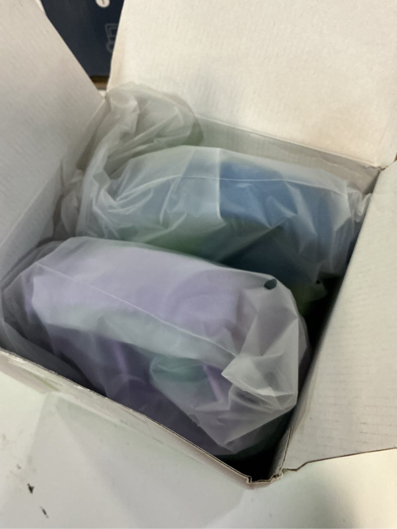 Condition photo showing New/Like New for acer 2pack kids headphones - 85/94db volume limiter, foldable wired over ear headphones for travel, 3.5mm jack, toddler headphones for school, travel, ipad, tablet, hk03-2p purple green & blue green