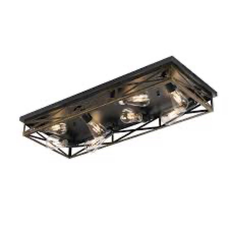 2 Pack Flush Mount Ceiling Light, Modern Farmhouse Light Fixture,Industrial Square Metal Cage Ceiling Light for Kitchen, Hallway E26 Base(13in) Rustic Black 2 Pack(13 in)