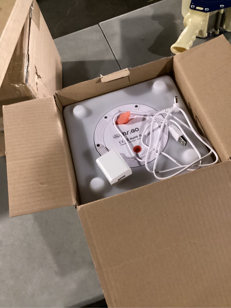 Condition photo showing As Is for Mr.Go Rechargeable LED Color-Changing Light Cube 8", Dimmable Soothing Mood Lamp with Remote, 16 RGB Colors 4 Modes, Waterproof Cube Lights for Home Patio Party Accent Ambient Decorative Lighting Cube 8-inch