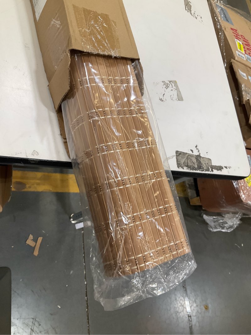 Condition photo showing Good Condition for lazblinds no tools no drill cordless bamboo roman shades, light filtering window treatment, roll up bamboo blinds for windows 25'' w x 64'' h, brown light filtering-brown206 25" w x 64" h