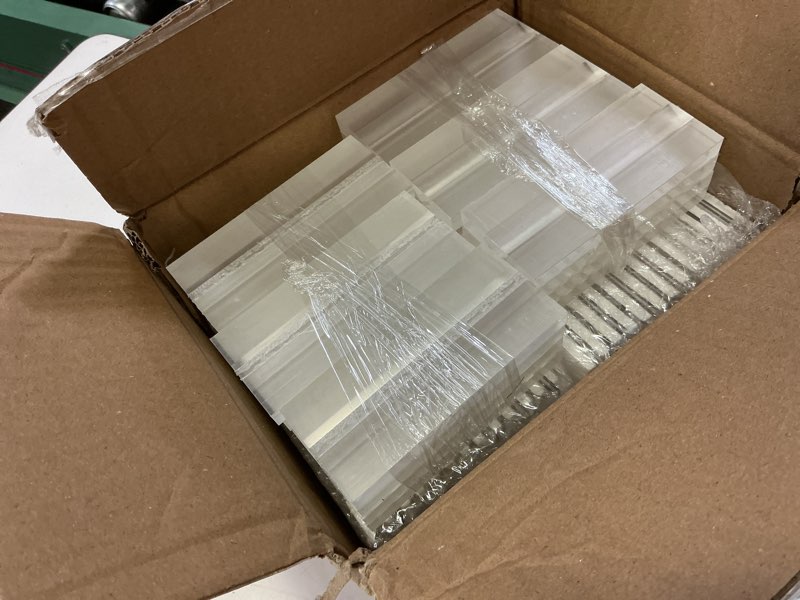 Condition photo showing Good Condition for 6 pack acrylic sign holder 4 x 6, double-sided clear sign holder plastic stands for display, t shape acrylic table sign stands for office store restaurants wedding party decoration 6 pack 4x6 t shape