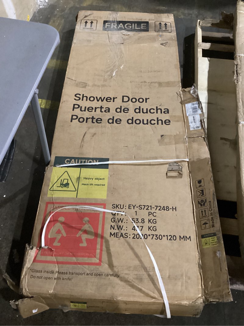 Condition photo showing Good Condition for  glass shower door, 2020*730*120 mmclear tempered glass bathroom shower door, stainless steel hardware, matte black finish matte black 